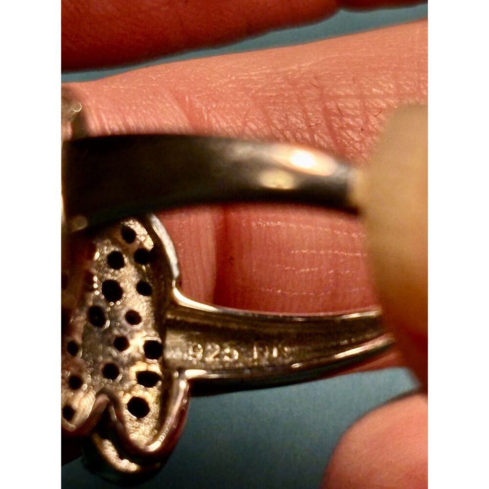 Vintage 925 Sterling Silver Marcasite Cluster Ring Size 7 Art Deco Style - Picture 5 of 7